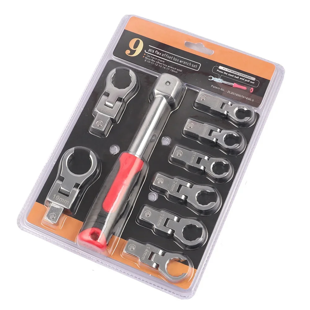 Portable Ratchet Wrench 72 Gear Shaking Head Interchangeable Combination Set Rotatable 180 °Removable Flexible Torque Spanner