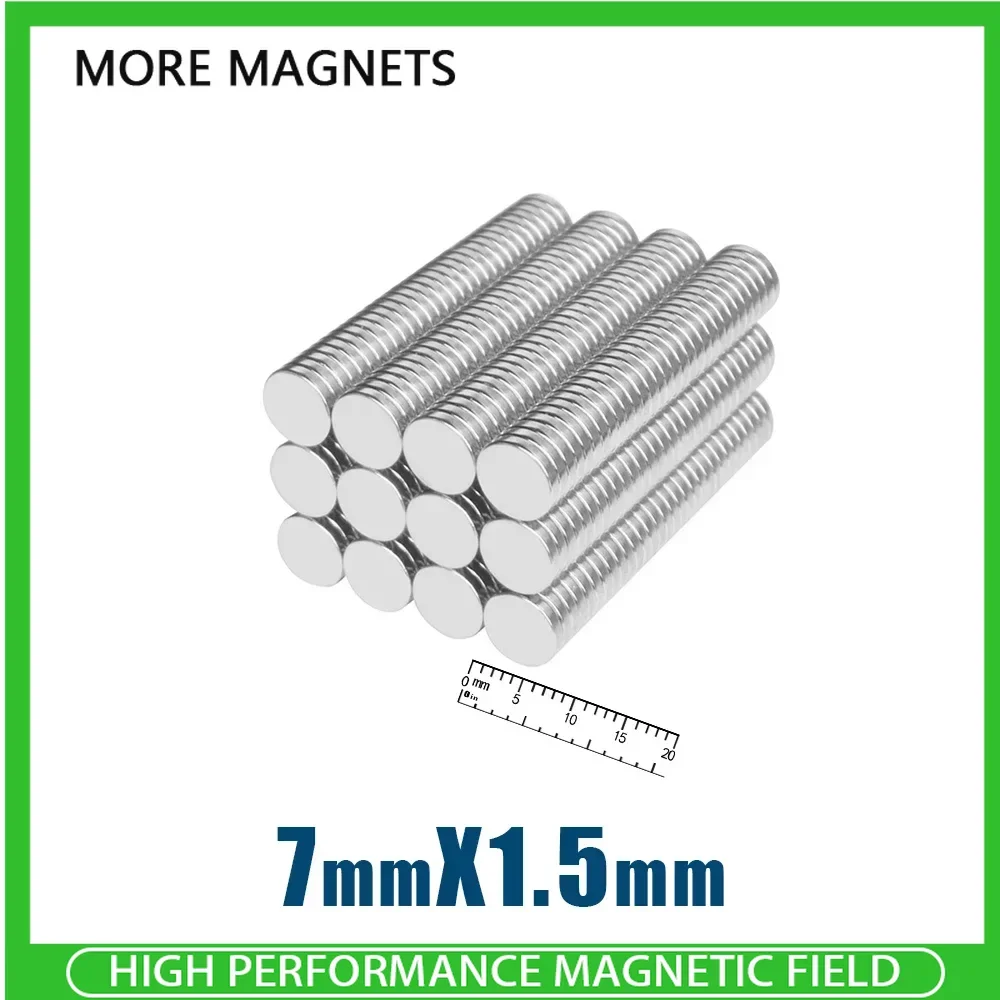 

50/100/200 шт., неодимовые магниты 7x1,5 мм