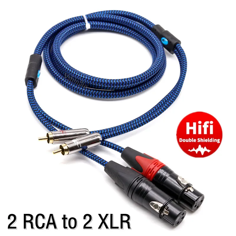 

Dual RCA to 2 XLR 3-Pin Female Audio Cable for Amplifier Mixer Speaker Microphone Home Hi-fi Stereo System Shielding Cords