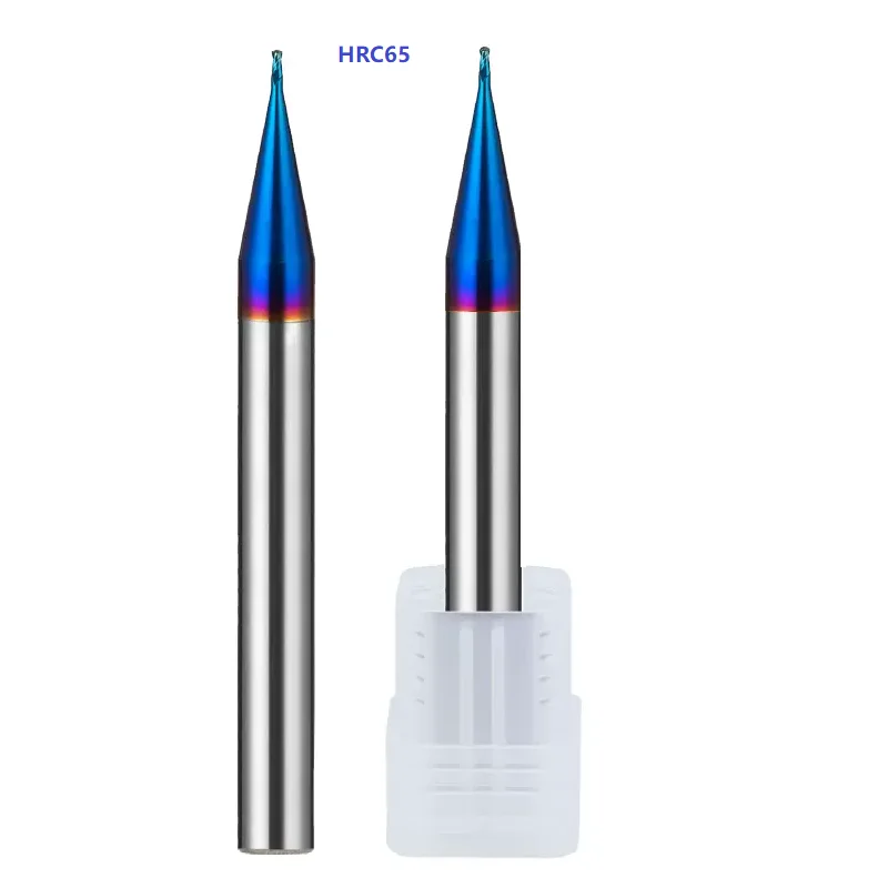 HRC55 HRC60 HRC65 Micro Ball Nose End Mill R0.1 R0.15 R0.2 R0.25 R0.3 R0.35 R0.4 R0.45mm Bull Milling Cutter CNC Engraving Bit