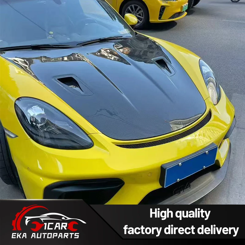 For Porsche 718 GT4 RS 2021‑2025 Dry Carbon Fiber Hood Bonnet 1:1 OEM Style High‑Quality Lightweight Carbon Fiber Front Hood
