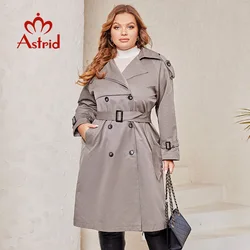 Astrid 2024 Spring Autumn Long Women's Trench Coat Plus Size Windbreaker Double-Breasted Belted Outerwear Overcoat Female Jacket