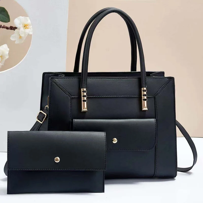 

TRAVEASY Brand 2025 New Womens Casual Crossbody Shoulder Tote Bag Large Capacity Solid Color Mother-Daughter 2-Piece Set Handbag