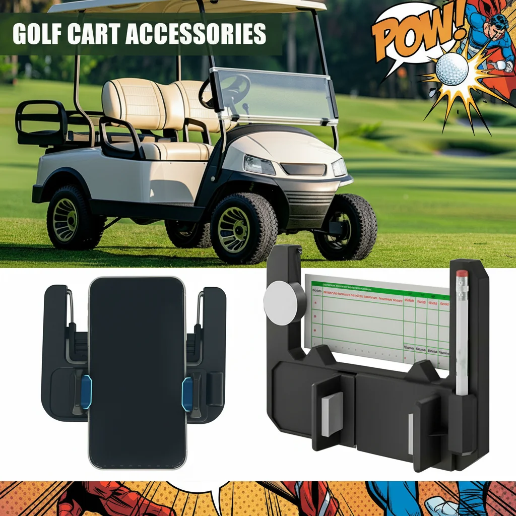 Flip up Golf Cart Phone Holder for Steering Wheel Universal Cell Phone Mount for Club Car EZGO Yamaha - Smartphone Accessory