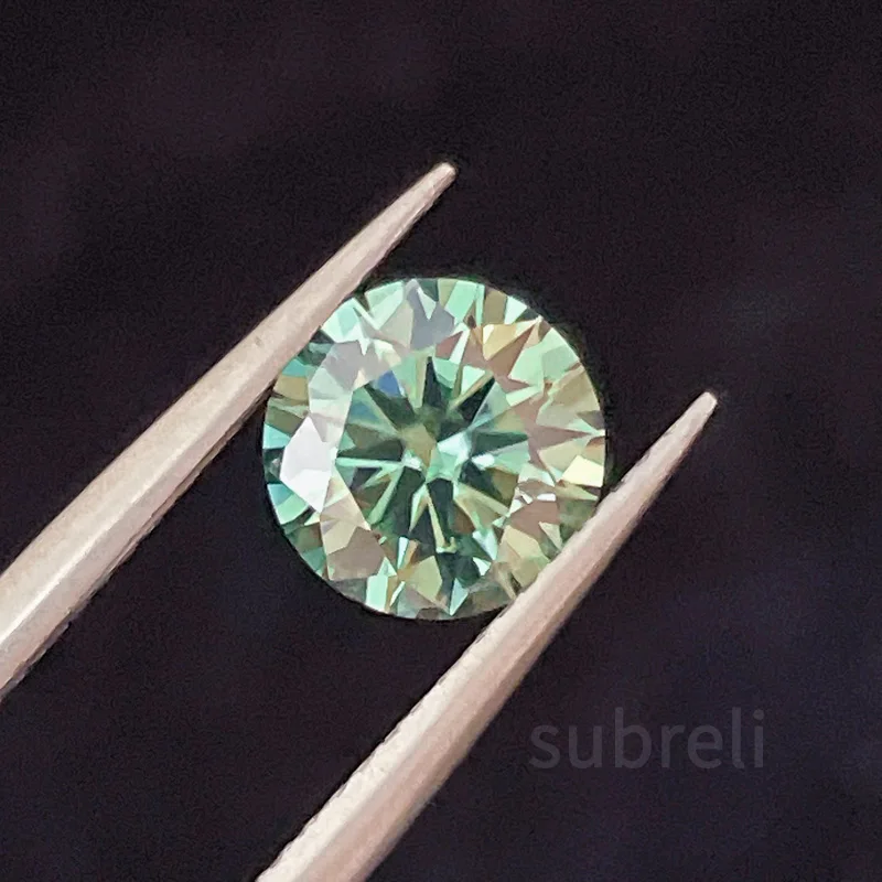 Moissanite Gemstone para Anéis, Pedra Solta, Azul Cor Verde, Diamante Simulado, 100% Real, D VVS1 3EX, Atacado, 2CT, 8mm