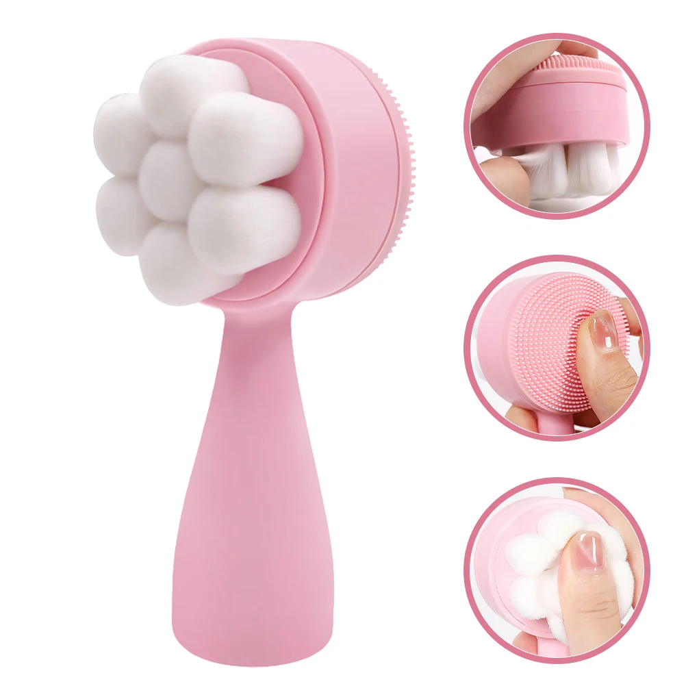 Facial Brush 2-In-1 Double-Sided Silicone Face Washing Brush For Deep Cleaning Exfoliating Skin Care Tool Handheld Face