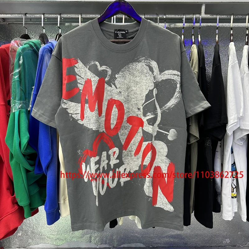

25SS Trend MIXED EMOTION T-shirt High Street Casual Angel Print Short Sleeves Round-neck Cotton Mixed Emotion T shirts