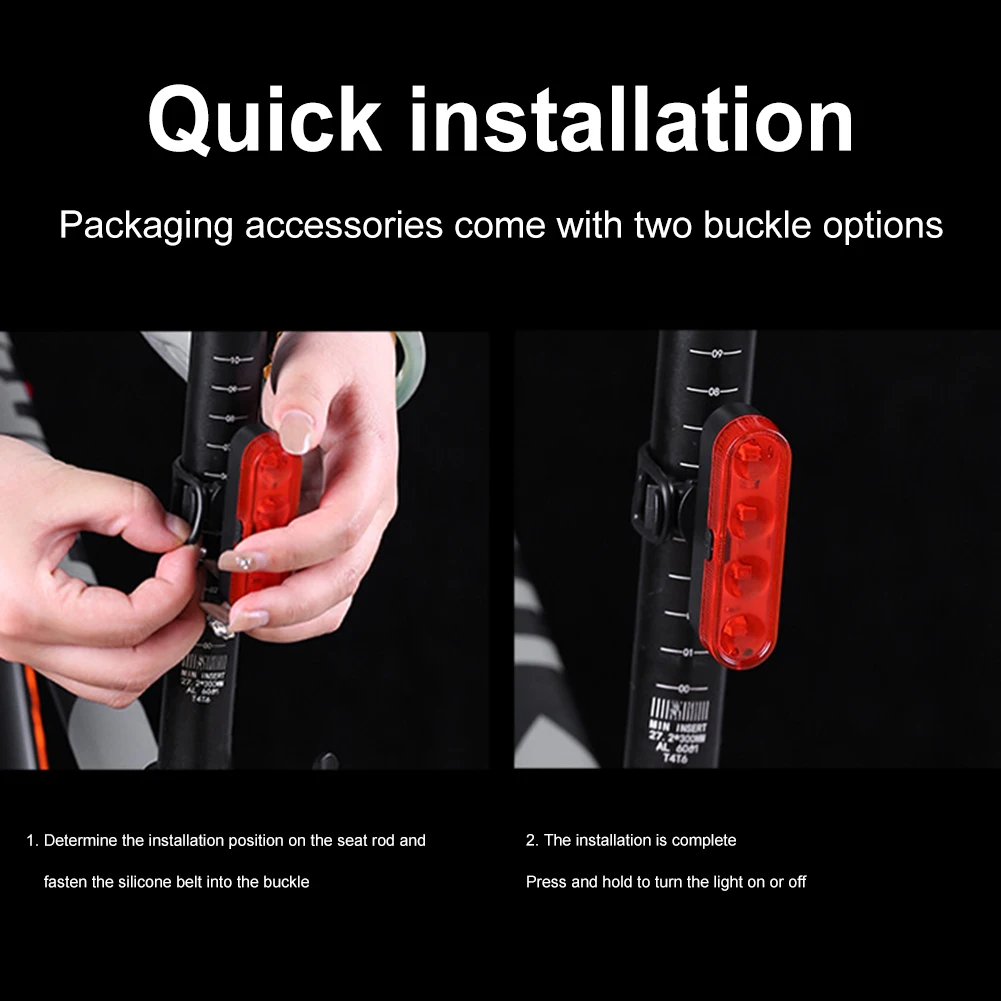 4 Sets Rear Bike Tail Light USB Rechargeable LED Red Bright Taillights Cycling Warming Safety Lamp Bicycle Rear Night Light