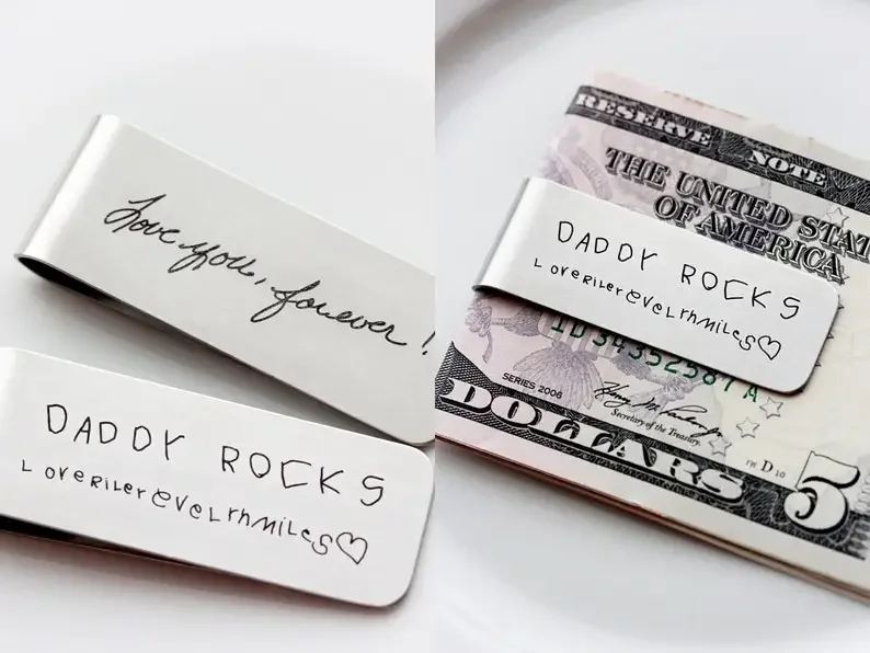 Custom Lettering Couple Money Clip Wallet Slim Pocket Cash ID Credit Card Money Holder Stainless Steel Brass Bill Clip Clamp