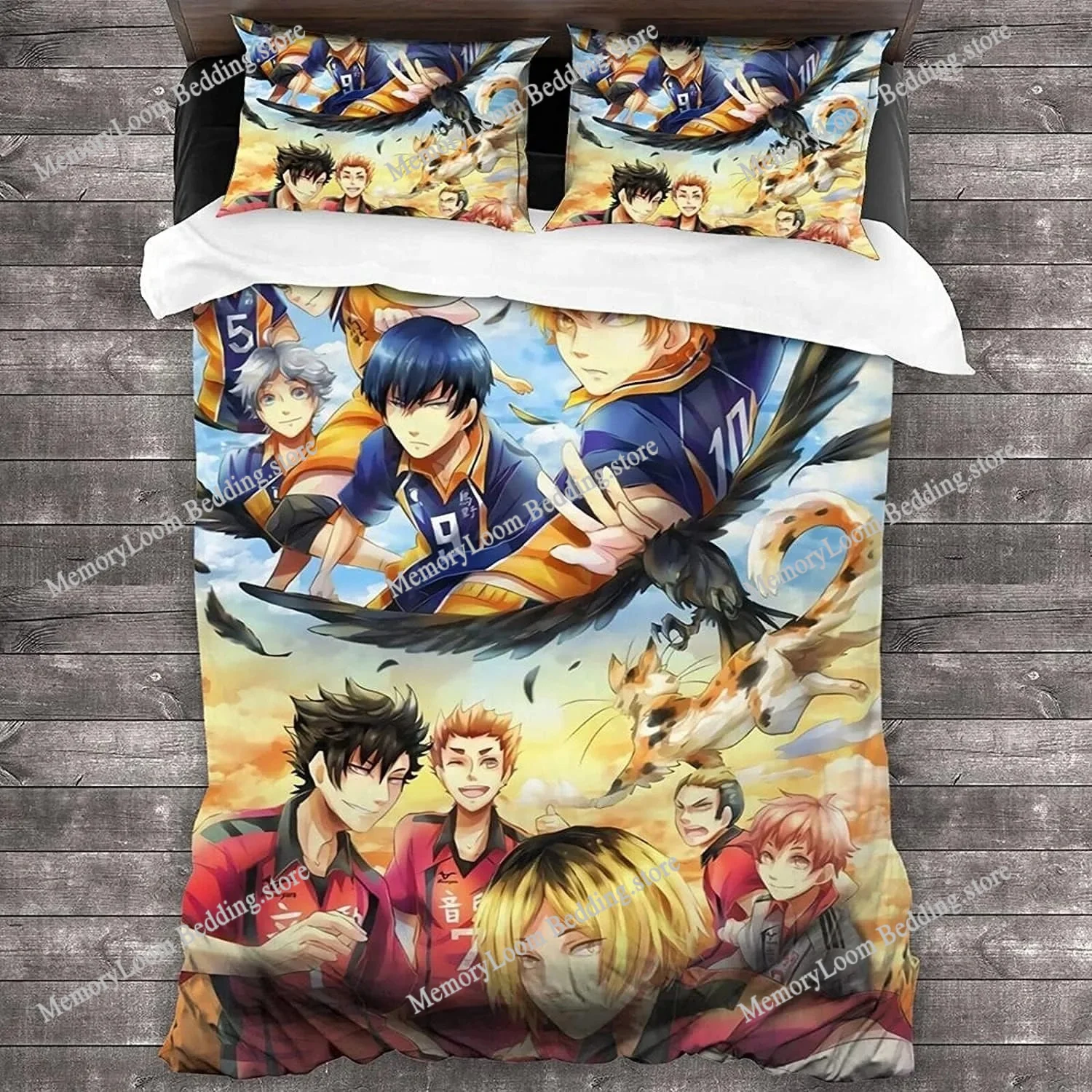 

Haikyuu Children's Duvet Cover Pillowcase Volleyball Bedding Set Boys Girls Bedroom Decoration Single Double Size Kids Gift