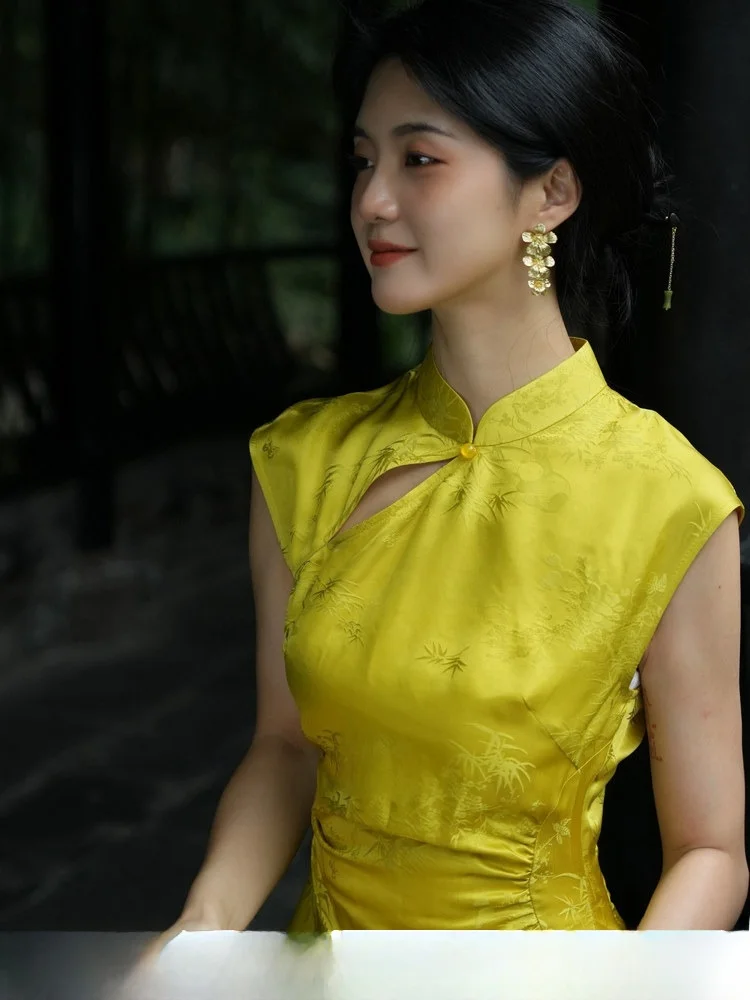 

Новый китайский шелковый Dr женский утягивающий модифицированный маленький размер с низким разрезом повседневная одежда винтажный ветер длинный доктор