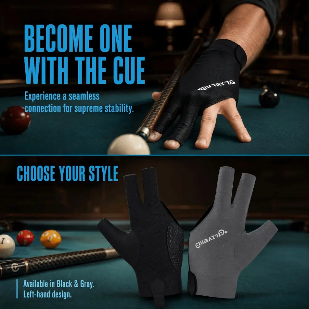 2pcs Anti Slip Billiard Gloves Comfortable Breathable Snooker Gloves Three Finger Design Pool Table Glove Pool Player Gloves