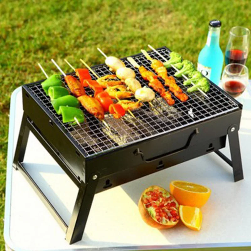 Portable BBQ Charcoal Grill Stainless Steel Small Mini BBQ Tool Kit Outdoor Cooking Camping Picnic Beach Portable BBQ