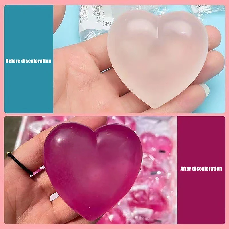 Heart Soft Squeeze Toy Color Changes With Exposed To Light Anti Stress Adult Toy Pinch TPR Soft Decompression Slow Rebound Toys