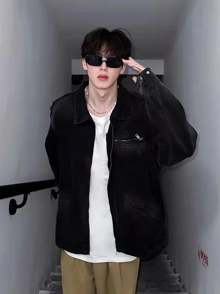 

Мужская осенняя верхняя одежда в стиле ретро в американском стиле, ветрозащитная повседневная модная рабочая одежда на молнии, украшенная рабочая одежда Jaet