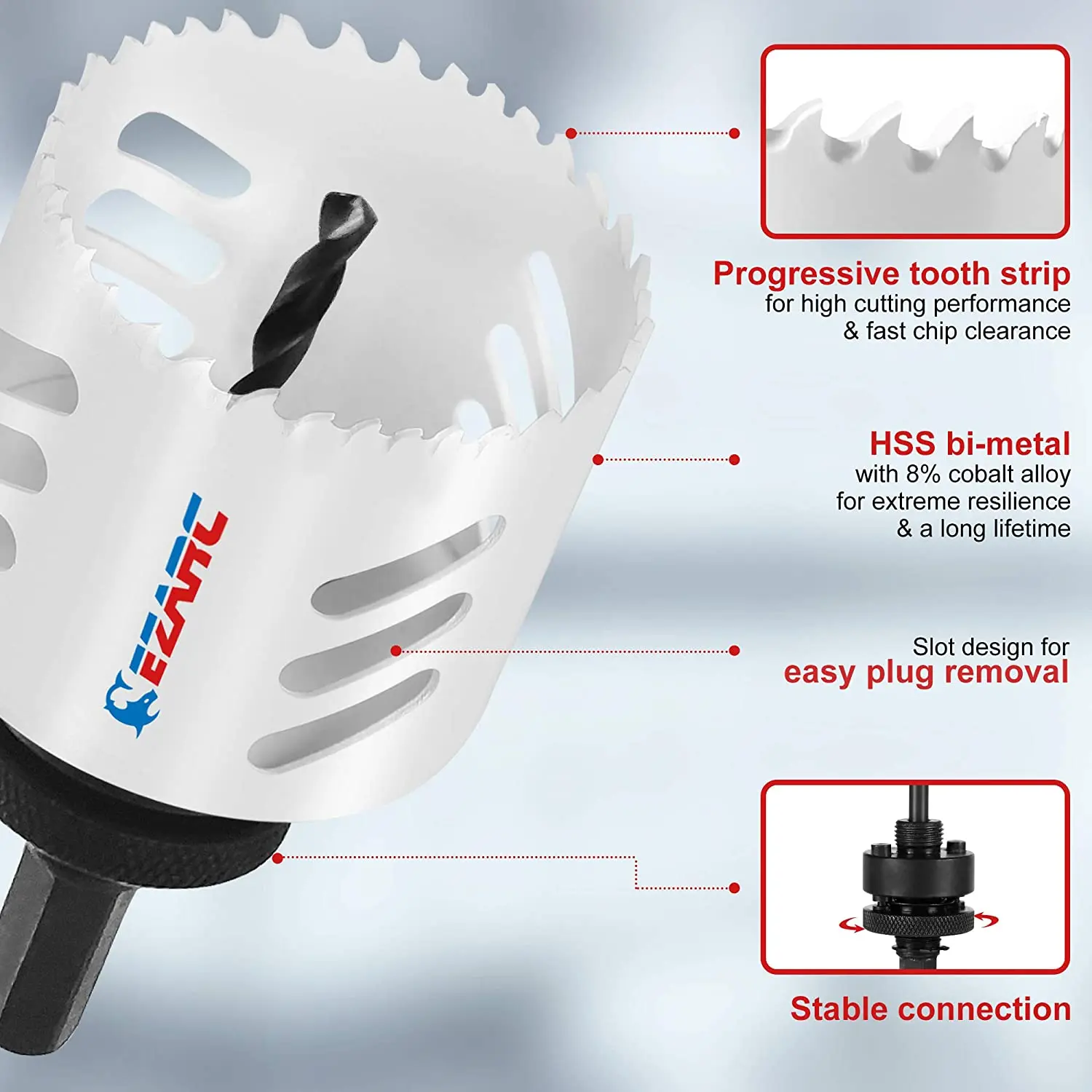 EZARC Bi-Metal Hole Saw Kit,13pcs Hole Saw Cobalt Drill Hole Cutter Set with Mandrels for Soft Metal Sheet,Wood,Drywall,Aluminum