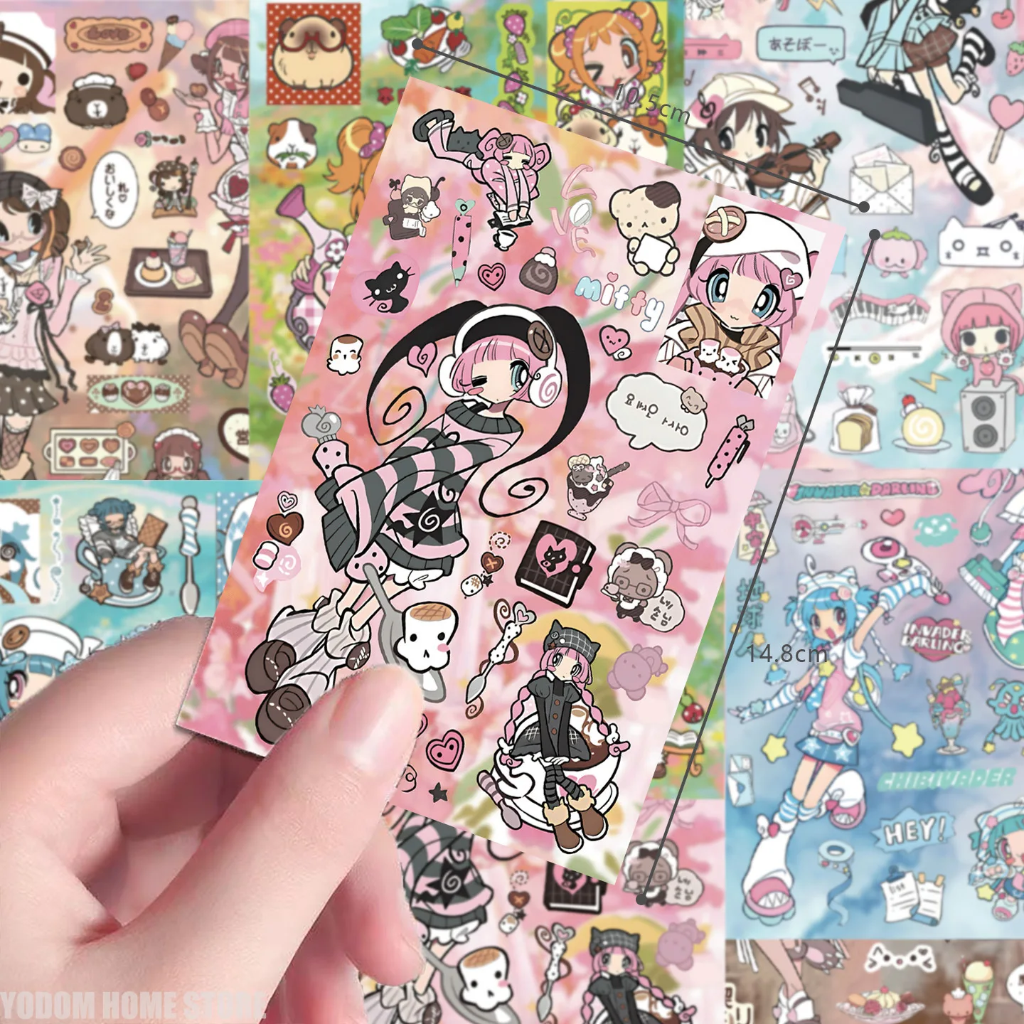 8 Pieces Hand‑Drawn Sweet Fresh Slightly Moody Maid Stickers Cute Vintage Anime Girl Decoration For Water Bottles Phones