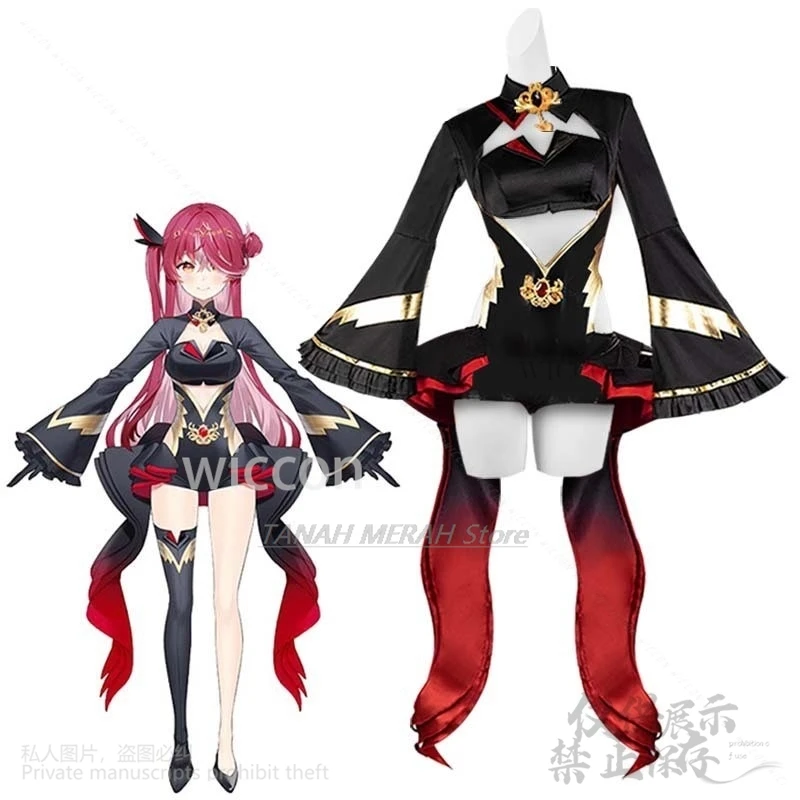 Anime Hololive Virtual Youtuber Houshou Marine Cosplay Party Uniform Lolita Hallowen Play Role Clothes Wigs For Girls Customized