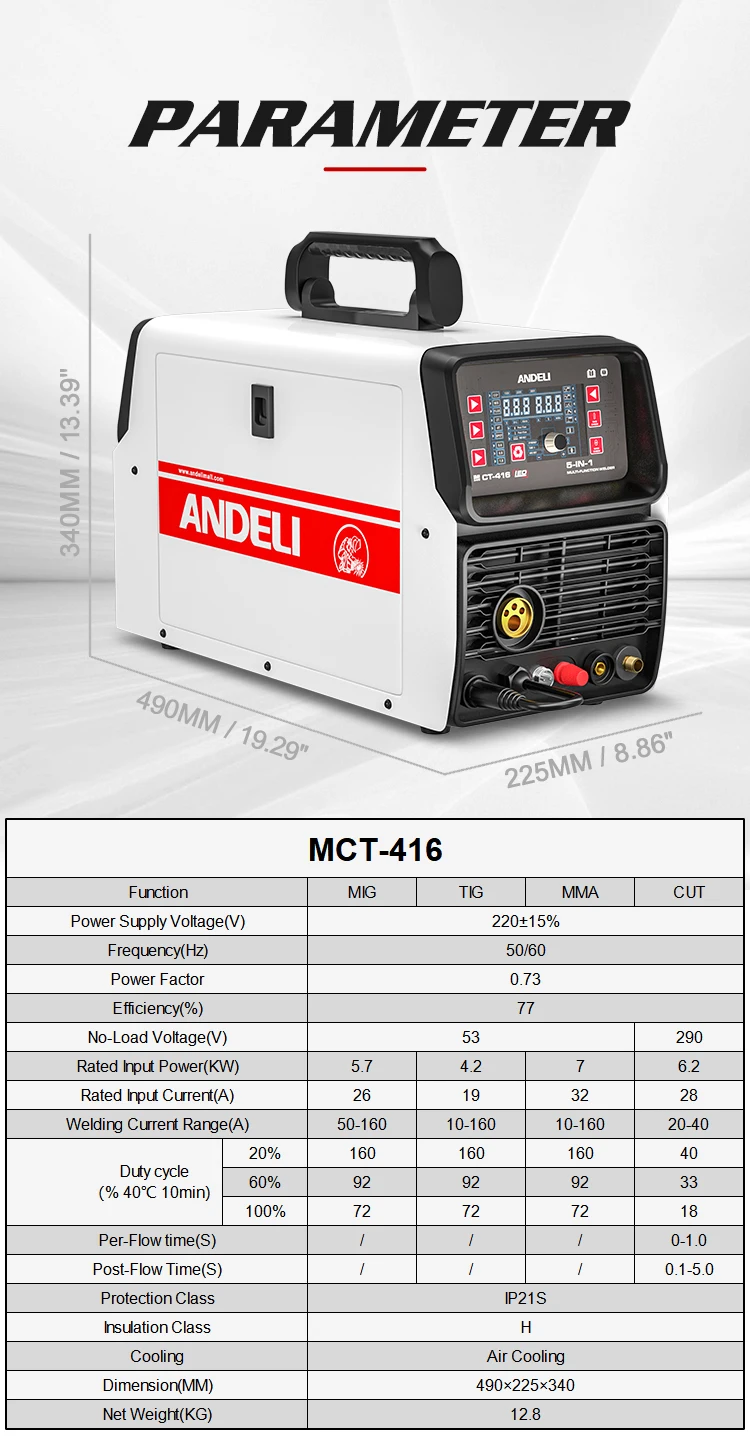 Best SellANDELI Smart Portable 4 in 1 Welding Machine MIG TIG CUT MMA and Flux Welding Without Multifunction Welding Machine