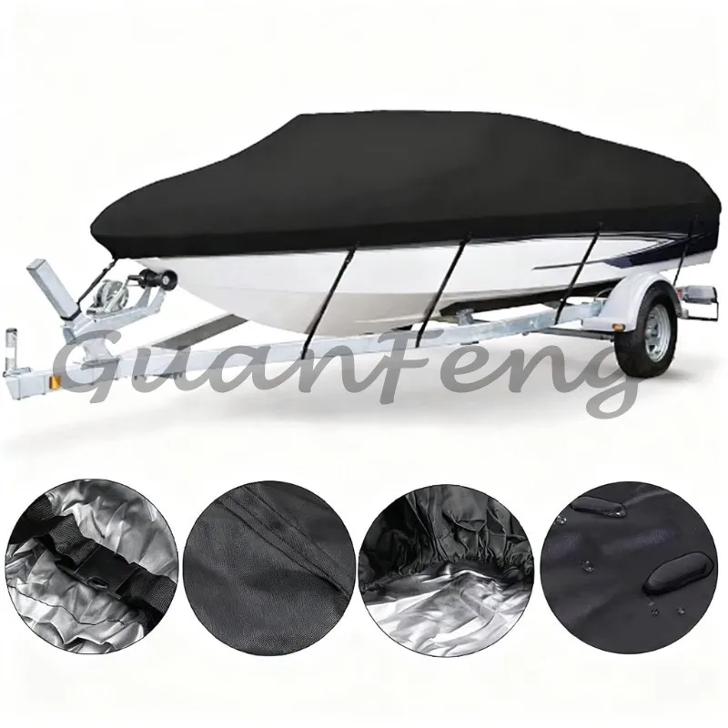 600D Oxford V-Type Trailer Boat Cover 10-24FT, Waterproof UV Dustproof Marine Canvas Cover