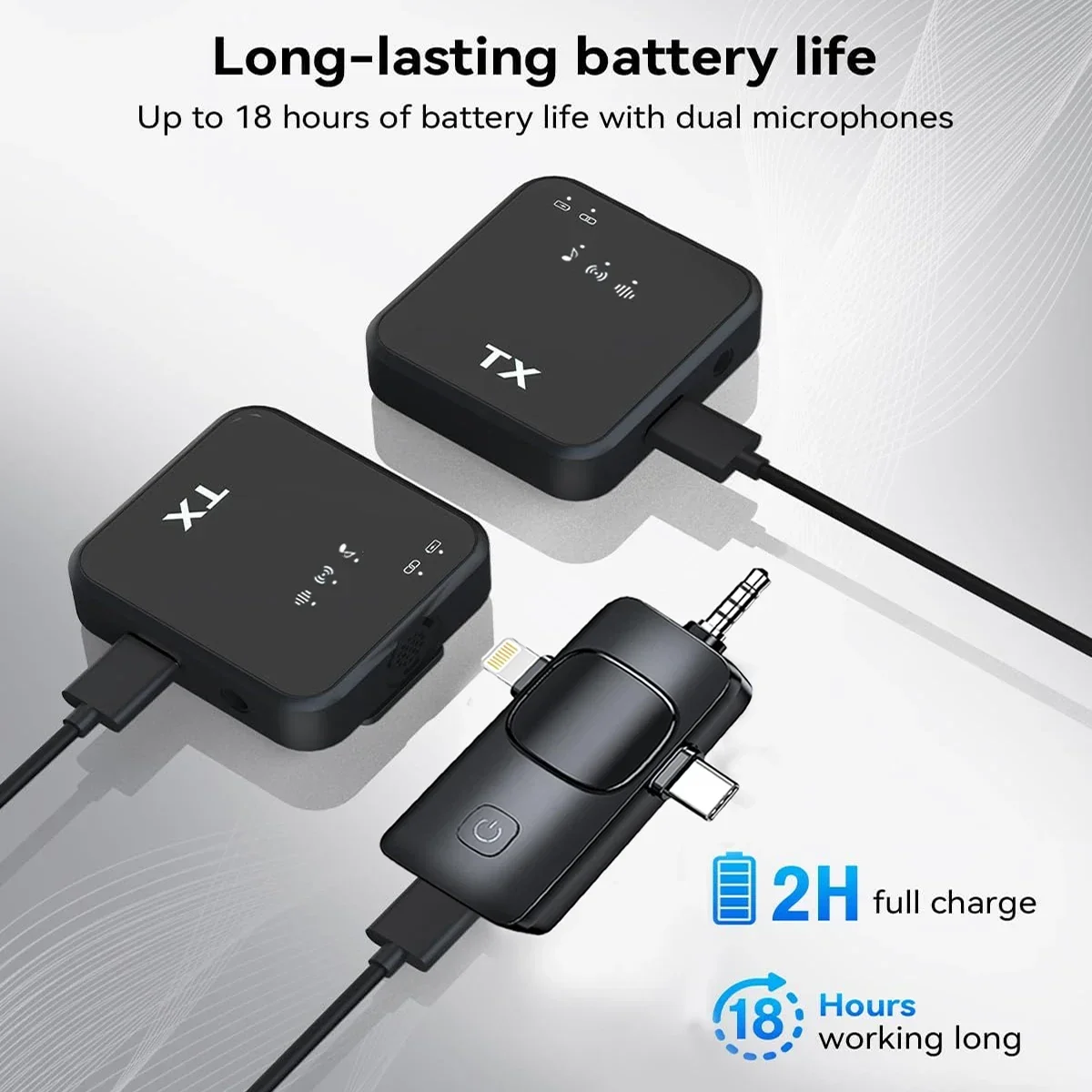 ميكروفون لافالير لاسلكي للكاميرا أندرويد آيفون ميكروفون ريفيرب الصوت تسجيل الفيديو بودكاست الحد من الضوضاء كليب ميكروفون