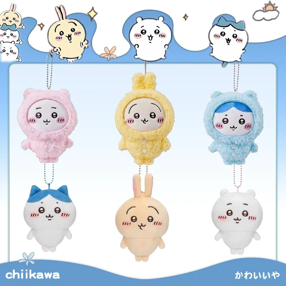 Anime Figures Chiikawa Cartoon Cute Plush Keychain Figures Hachiware Usachi Small Feet Pendant Self Deprecating Bear Doll Gift