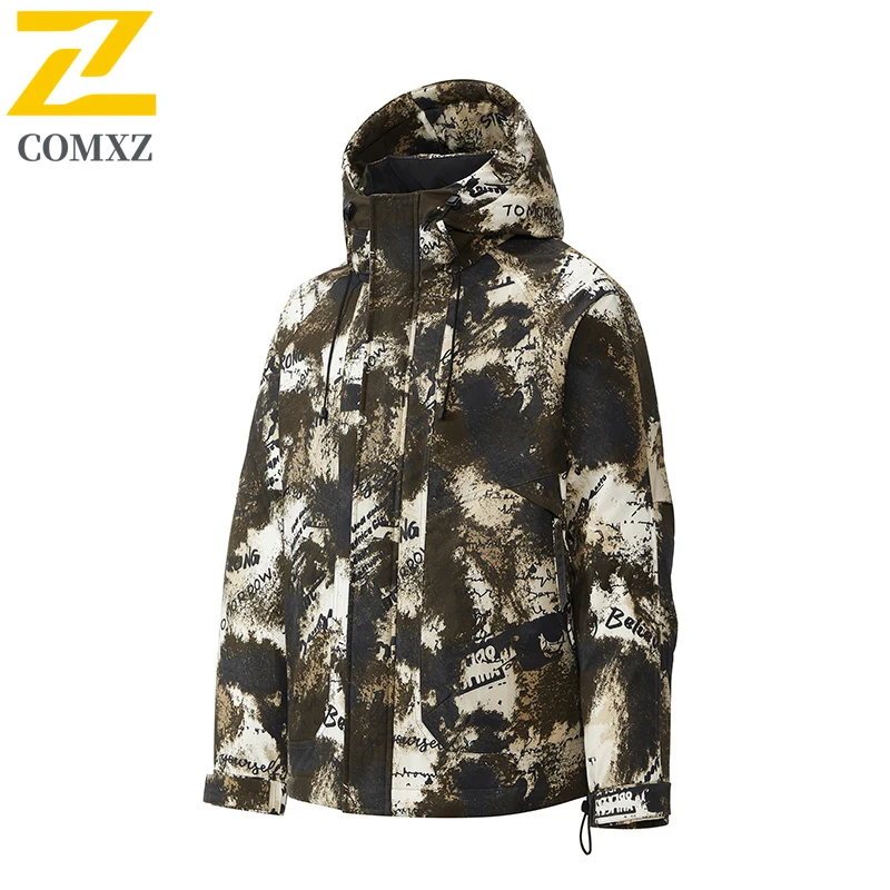 COMXZ Premium Men Down Jacket Casual White Duck Down Hiking Travel Lightweight Short Parka Skiing Warm Winter Thicken Garment