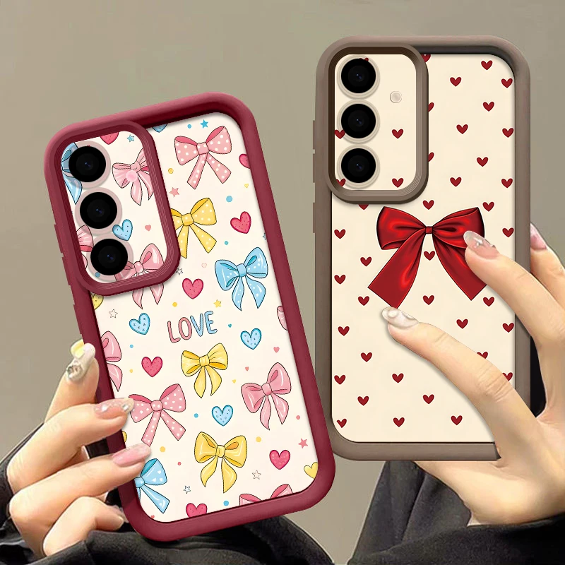 Red Bowkont Print Silicone Phone Case For Samsung Galaxy S26 S25 S24 S23 Ultra S25 S24 FE A57 A56 A37 A17 A55 A27 A36 A35 Cover