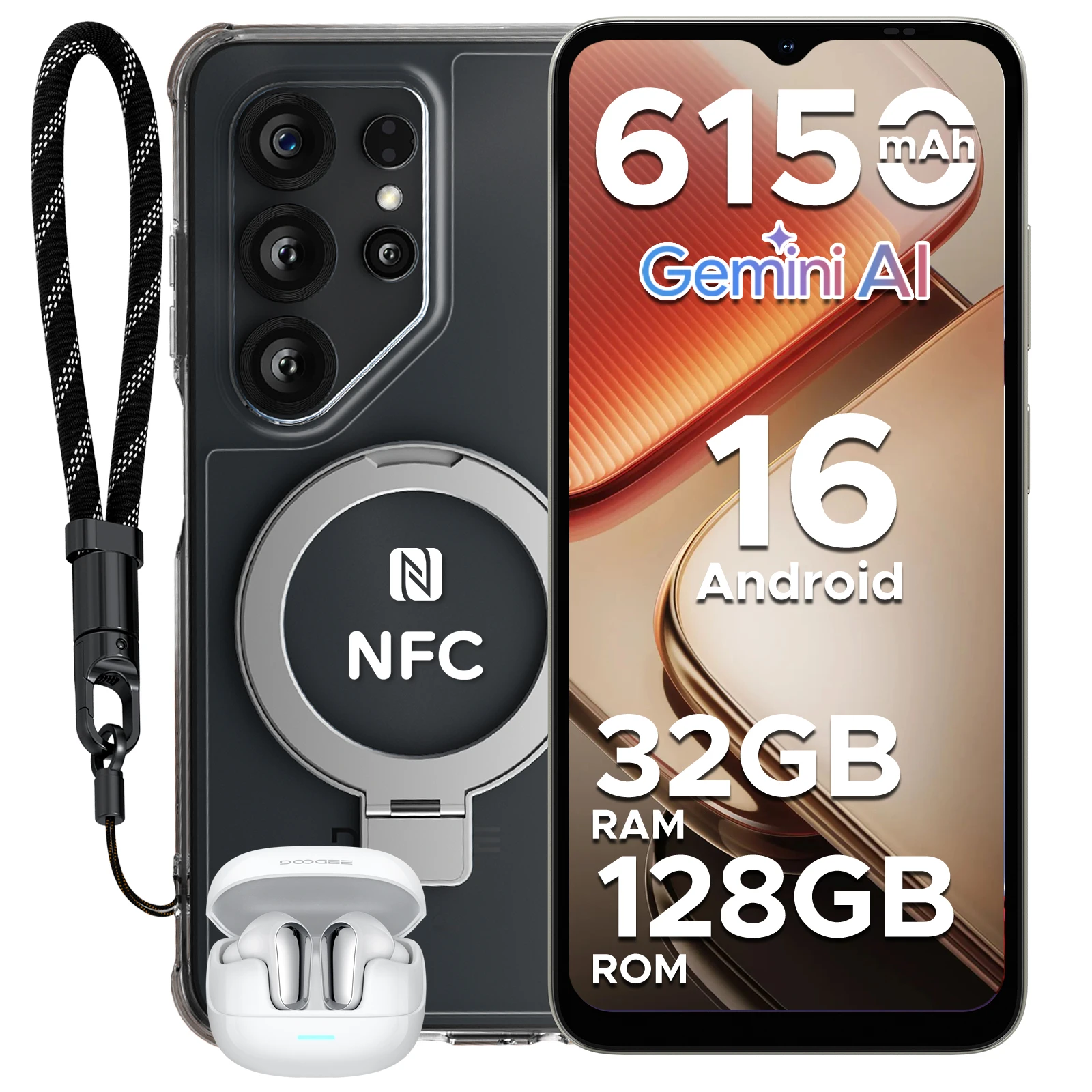 Versione Globale DOOGEE Note56X Pro VIP Smartphone Android 16 Gemini AI Batteria 6150mAh Schermo 6.56'' Telefono Cellulare Widevine L1