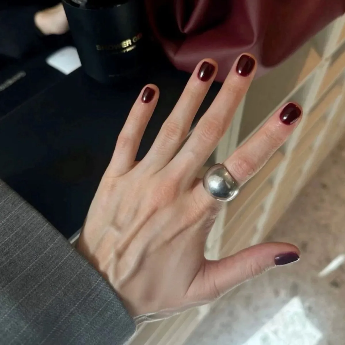 Withered Pangdundun Minimal Plain Face Wide Version Mantou Opening Ring Forefinger Ring