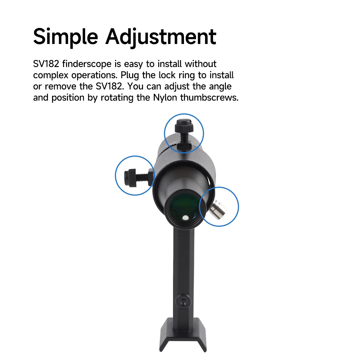 SVBONY SV182 Positiver Gerader 6X30 Metall-Sternfinder für Astronomische Teleskope mit Ständer Achromatisches 2-Element-Linsendesign – Detail 3