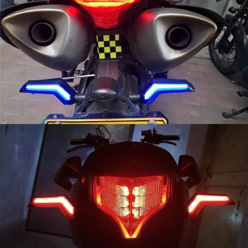 2 قطعة 12 فولت دراجة نارية إشارة مؤشر Led النهار تشغيل تدفق المياه الذيل بدوره إشارة مؤشرات المتعري بدوره مصباح إشارة