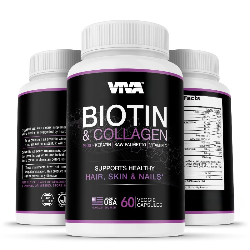 

Biotin Keratin and Collagen Capsules - Biotin That Promotes Hair Growth, Used for Hair Loss, Skin, and Nails，60 Pieces