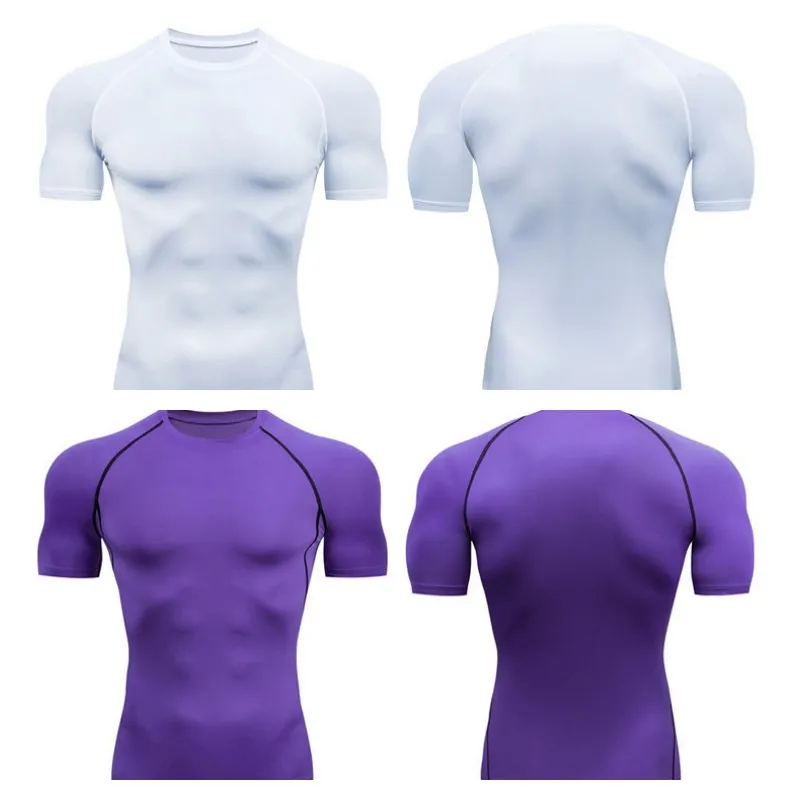 Camisa Masculina Corrida de Compressão, Camisa Esportiva, Manga Curta, Roupa de Ginásio, Fitness Apertado, Soccer Jersey, Secagem Rápida