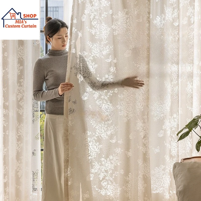 Decor High-End Light Luxury Curtains French Romantic 3D Butterfly Rose for Living Room Dining & Bedroom Custom Size Fashion