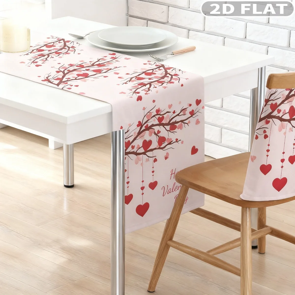 1pc Valentines Day Table Runners, Pink Polyester Table Cover Cloth Dresser Scarve, Valentines Table Decor, High Quality Material