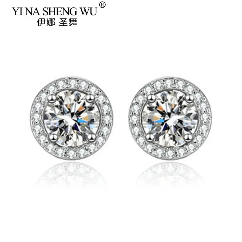 مويسانيتي S925 أقراط فضية للنساء 1Ct الفاخرة مزاجه التعميم أقراط بسيطة هدية عيد الزفاف المشاركة #1