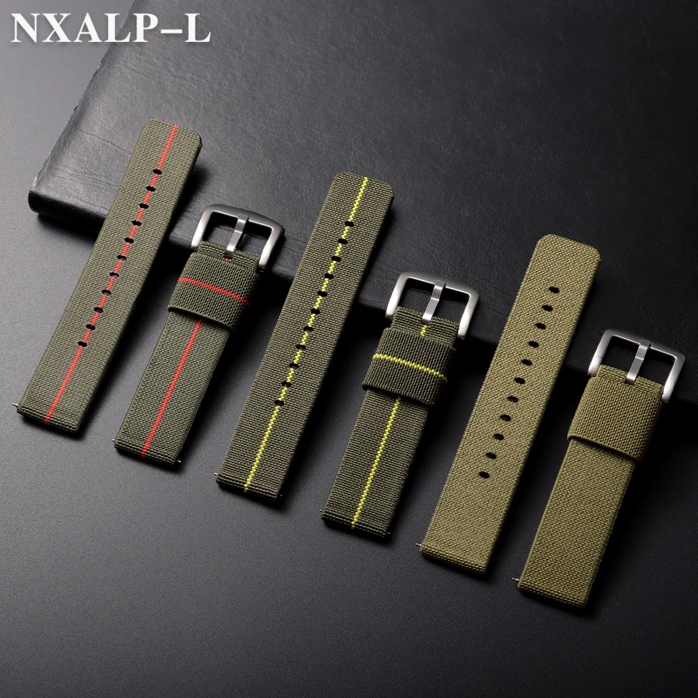 حزام مرن حزام ساعة نيلون 18 مللي متر 20 مللي متر 22 مللي متر 24 مللي متر الجيش المنسوجة ل سايكو معصمه الإفراج السريع العسكرية الرجال الرياضة حزام (استيك) ساعة #3