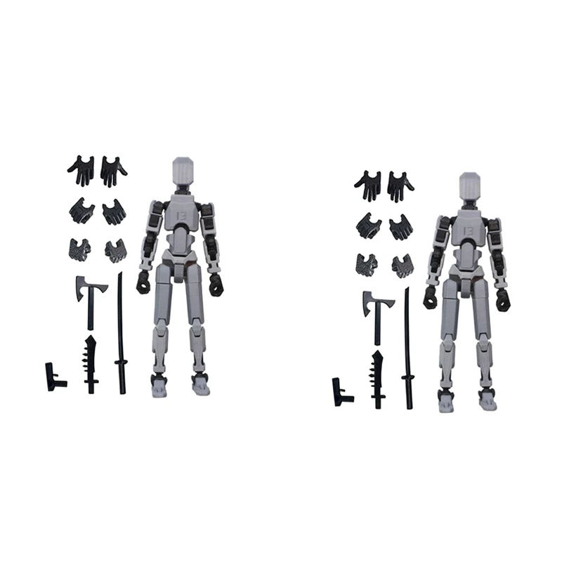Figura de ação robô B49B-2X, impressa em 3D com articulação completa para animação de parada de movimento cinza