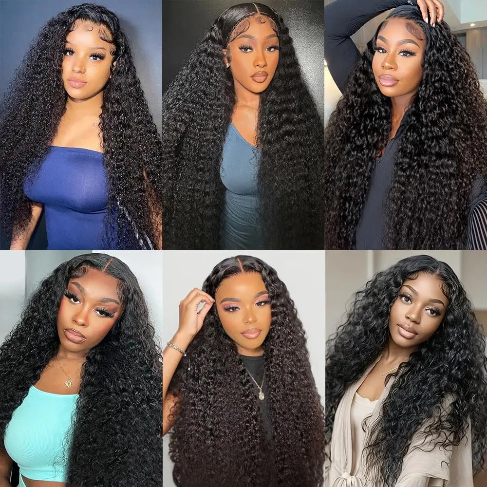 Wig Rambut Asli Deep Wave Lace Front Pre Plucked Untuk Wanita Rambut Remy Kepadatan 200% 30 Inch Keriting 13x6 HD Lace Front Wig Rambut Asli