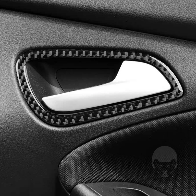 For Ford Focus SE RS ST Ecoboost 2015 2016 2017 2018 LHD RHD Real Soft Carbon Fiber Sticker Car Inner Door Handle Panel Trim
