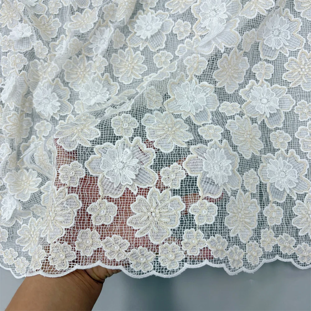 Neuer Stil Afrikanische Spitze Dreidimensionaler Spitzenstoff 2026 Hochwertige Spitze Wasserlösliche Bestickte Modische Weiche Spitze 5 Yards – Detail 15