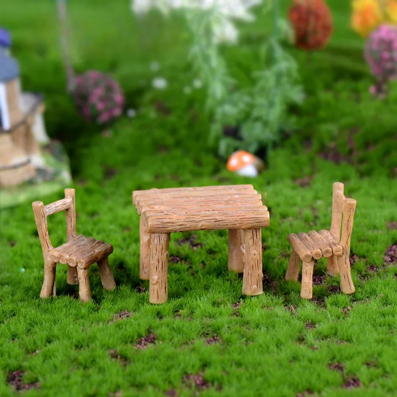 Miniature Tables and Chairs Exquisite Micro Landscape Ornament for Home Desktop Decoration House Accessories Outdoor Decor