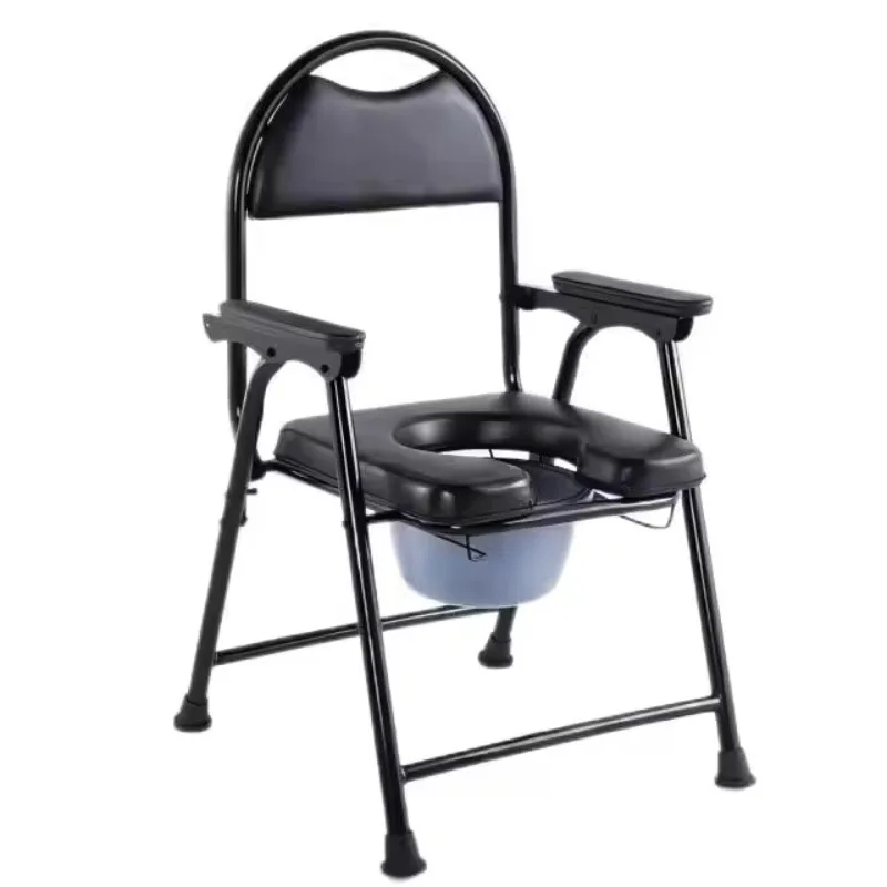 Portable Carbon Steel Commode Chair Bathroom Safety Equipment for Rehabilitation Therapy and Potty Replacement
