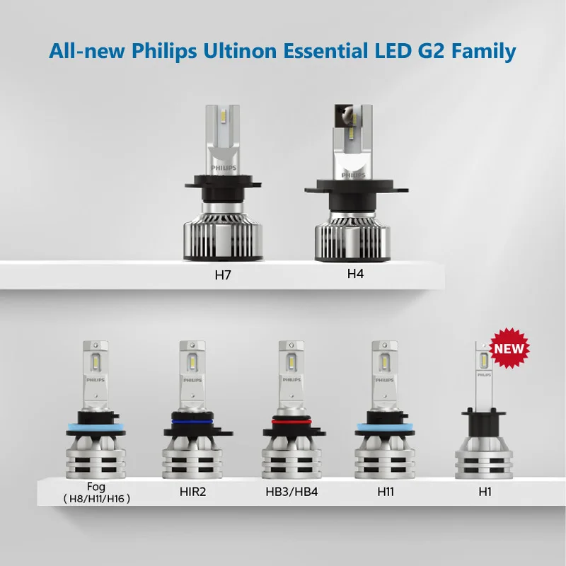 Philips Ultinon Essential G2 LED H1 H4 H7 H8 H11 H16 HB3 HB4 H1R2 9003 9005 9006 9012 6500K lampa przeciwmgielna samochodu (2 sztuki)