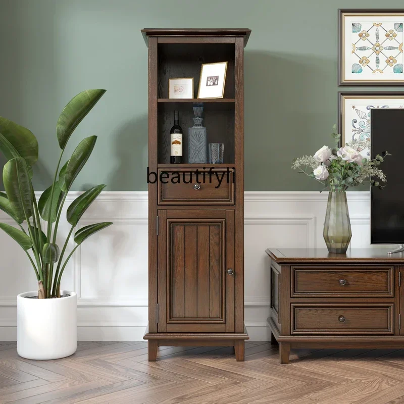 

K185 American-Style Solid Wood Wine Cabinet Simple Small Apartment Locker Dining Room Sideboard Cabinet Retro Single Door