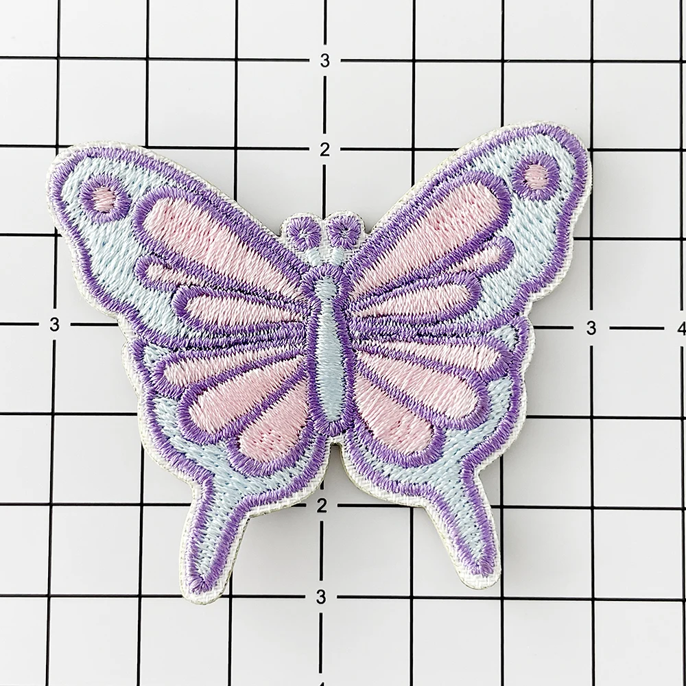 Powder Blue Butterfly Stick on Patches for Clothes Repair Hole Cover Cloth Patch Embroidery Stickers for Clothing Parches