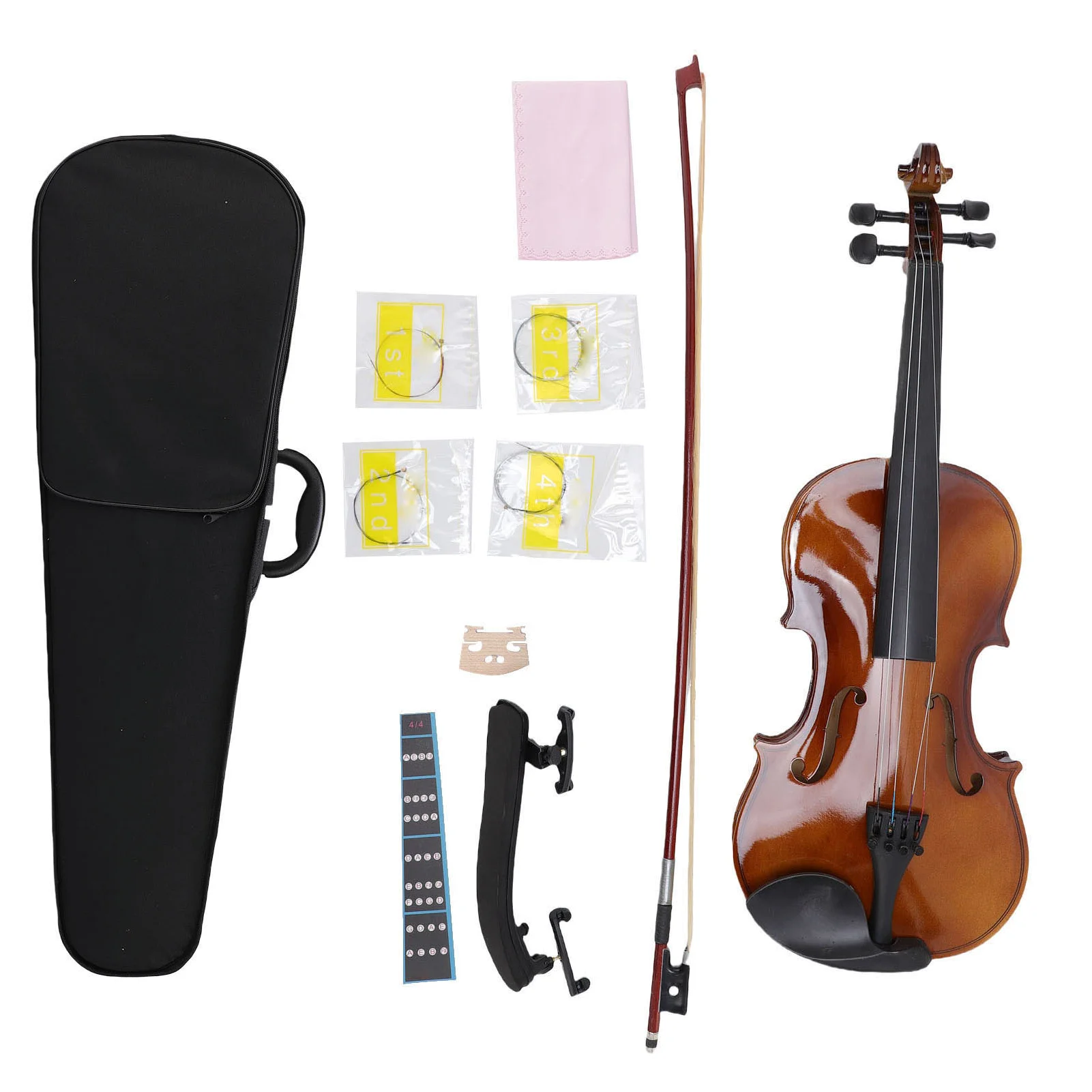 

Violin Set with Tuner Ergonomic Matte Finish Violin Beginner Kit Moderate Curvature Basswood Elegant for Adult Student Beginners