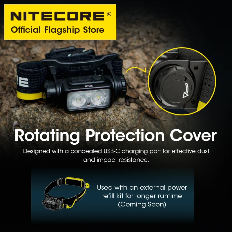 NITECORE NU40 Headlamp USB-C Rechargeable Headlight for Trail Running Work Fishing Trekking Backpacker, Built in 18650 Battery