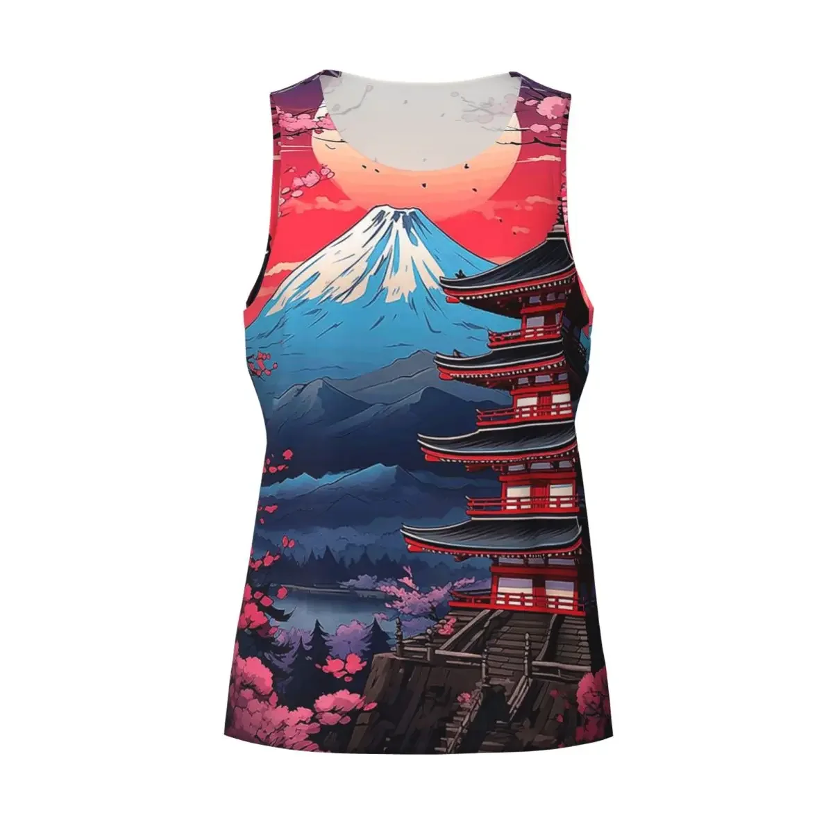 Quick Dry Japan Sakura Cherry Blossoms With A Red Rising Sun Gym Tank Muscle Sleeveless Shirt Bodybuilding Breathable Vest